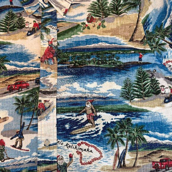 Reyn Spooner- Hawaiian Christmas Shirt in Holiday Blue- M - Picture 5 of 7